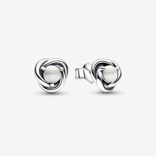 Pendientes de botón en forma de círculo eterno blanco de PANDORA para junio - 292335C03
