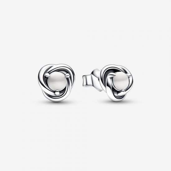 Pendientes de botón en forma de círculo eterno blanco de PANDORA para junio - 292335C03 - Haga click en la imagen para cerrar