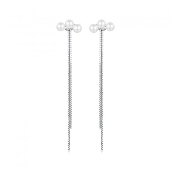Pendientes con borlas de perlas y conchas estilo PANDORA - SCE1777 - Haga click en la imagen para cerrar
