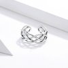 Anillo abierto de textura tejida de plata estilo Pandora - SCR675