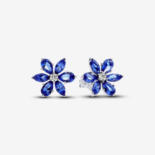 Pendientes Pandora de Botón Herbario Azul Brillante - 292407C01