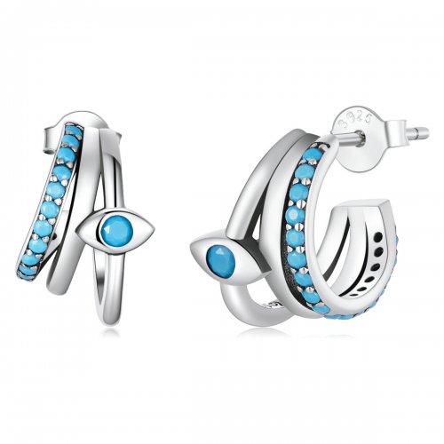 Estilo Pandora Pendientes de Botón de Círculo con Ojo de Diablo - BSE571