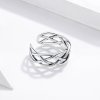 Anillo abierto de textura tejida de plata estilo Pandora - SCR675