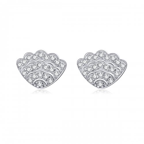 Aretes de botón con estilo Pandora romántico inspirado en conchas - BSE342