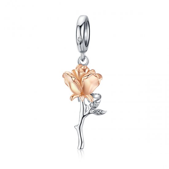 Pandora Style Bicolor de Dos Tonos Amante Rosa Flores Bicolor de Dos Colores Dangle - BSC145 - Haga click en la imagen para cerrar