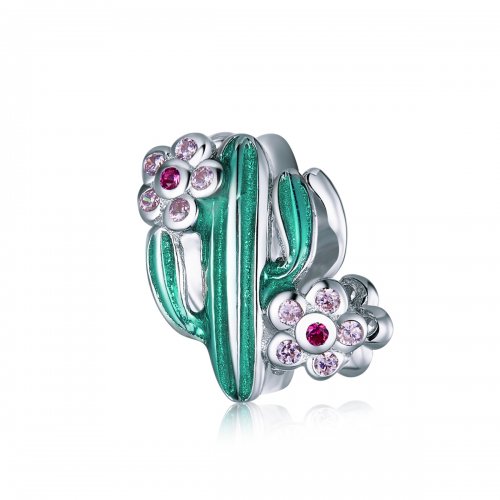 Charm de Cactus Plateado de Estilo Pandora - BSC261