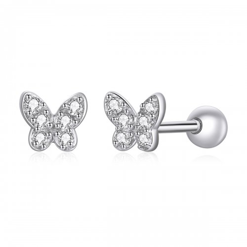 Pendientes de mariposa en estilo Pandora de plata - SCE1116