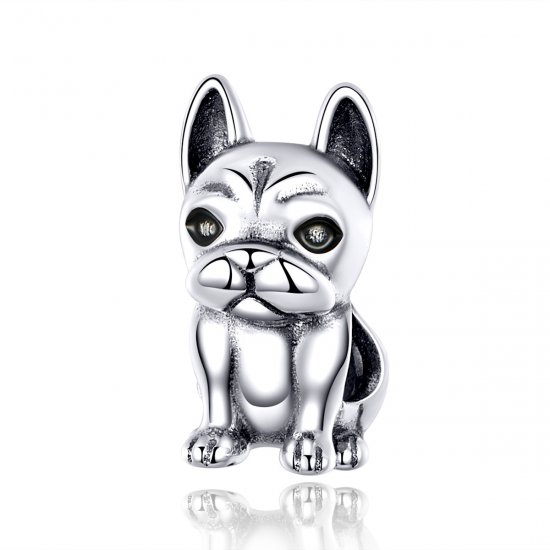 Charm estilo Pandora de plata con Bulldog Francés - SCC1306 - Haga click en la imagen para cerrar