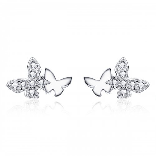 Pendientes de mariposa de plata estilo Pandora - BSE236