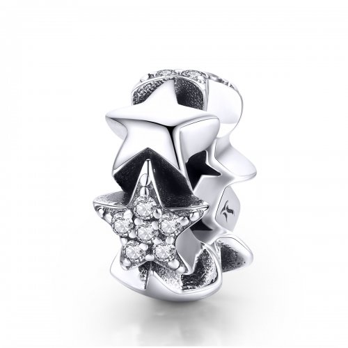 Charm espaciador de estilo Pandora con pequeñas estrellas en plata - SCC929