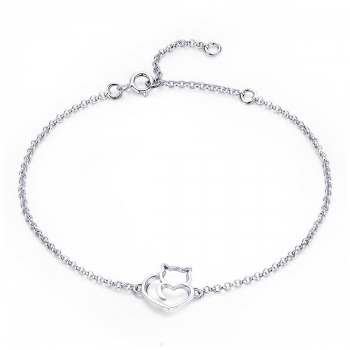 Pulsera deslizable con cadena de gato adorable en estilo Pandora en oro rosa y plateado - SCB102-C