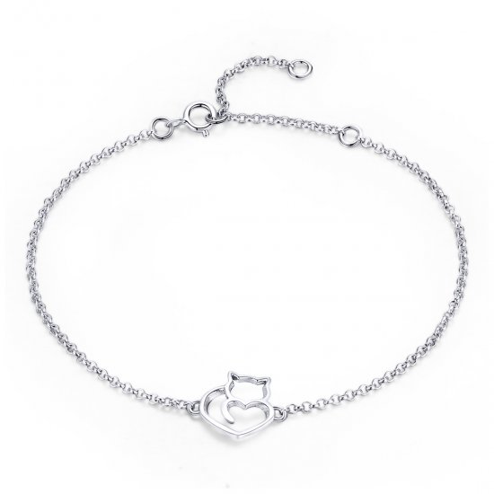 Pulsera deslizable con cadena de gato adorable en estilo Pandora en oro rosa y plateado - SCB102-C - Haga click en la imagen para cerrar