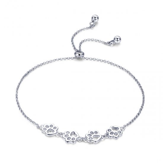 Pulsera deslizante de cadena con estilo Pandora en plata, con lindas marcas de garras de mascota - SCB096 - Haga click en la imagen para cerrar