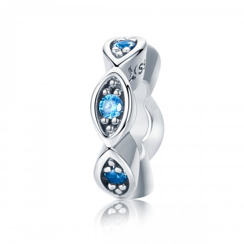 Encanto separador estilo Pandora con ojos brillantes de plata - SCC513