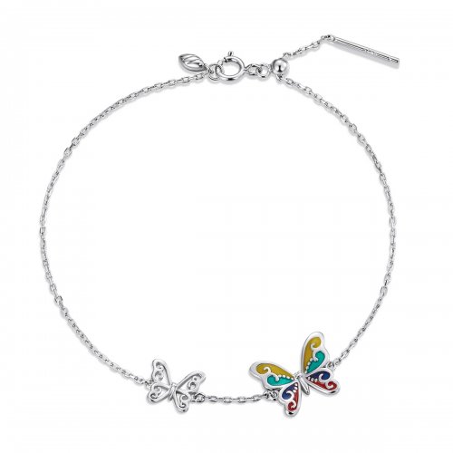 Pulsera estilo Pandora con mariposa brillante - SCB228