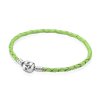Pulsera Moments de cuero trenzado simple verde