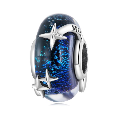 Charm de vidrio estilo Pandora con cielo estrellado - BSC682