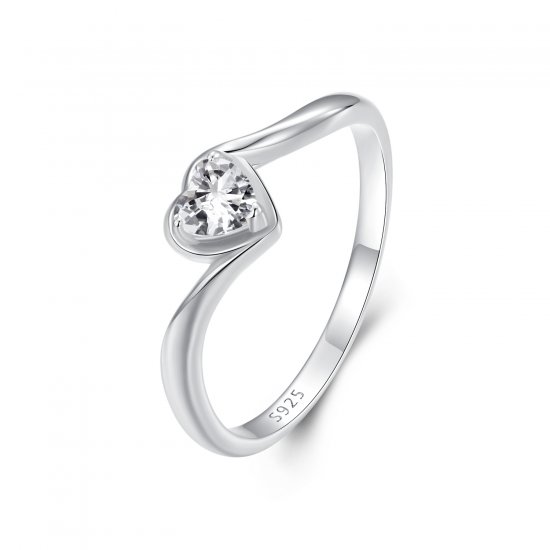 Anillo de moissanita con diseño de amor exquisito estilo PANDORA (un certificado) - MSR047 - Haga click en la imagen para cerrar