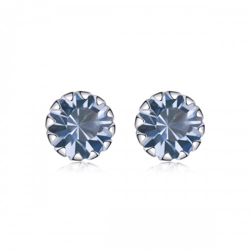 Pendientes de botón estilo Pandora en plata con piedra de nacimiento de marzo - SCE862-3