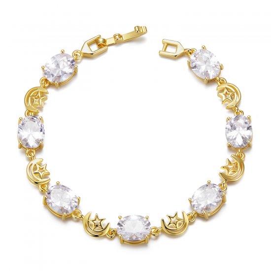 Pulsera de estrella y luna estilo PANDORA - YIB068-B - Haga click en la imagen para cerrar