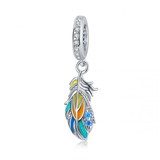 Estilo Pandora Plumas Coloridas Colgante - BSC304 - Haga click en la imagen para cerrar