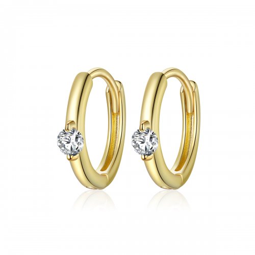 Pendientes de aro con diamantes brillantes chapados en oro de 18 quilates estilo Pandora - SCE1050-B