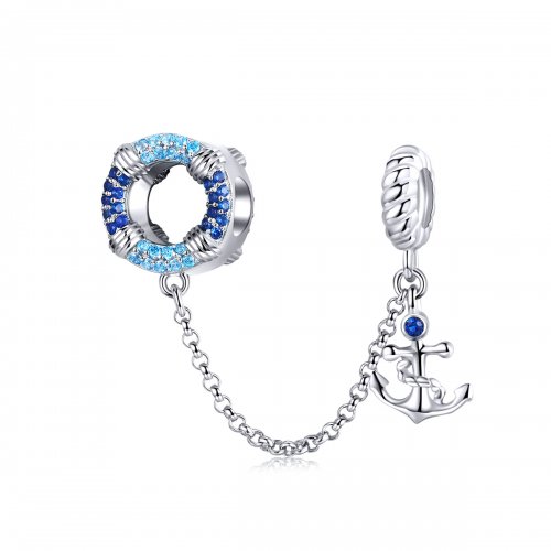 Cadena de seguridad de estilo Pandora en plata con temática náutica - SCC1149