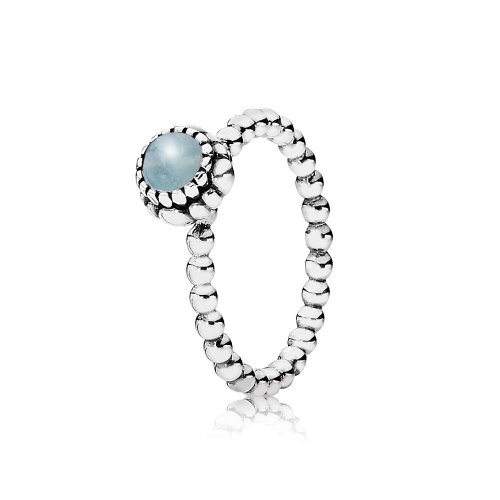 Anillo de plata de ley y aguamarina - PANDORA