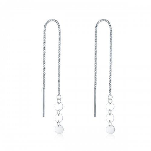Pendientes colgantes de estilo Pandora con lentejuelas plateadas - SCE687