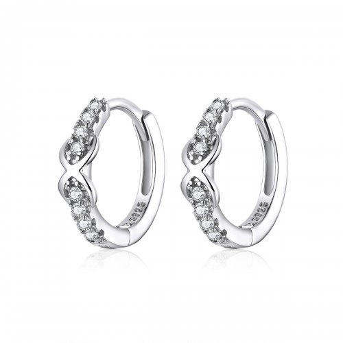 Aretes de argolla plateados con símbolo infinito al estilo Pandora - SCE872