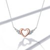 Collar colgante de estilo Pandora de dos tonos con corazón y ala - BSN162
