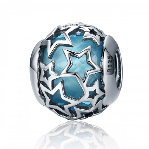 Charm tipo Pandora de estrellas plateadas - SCC411