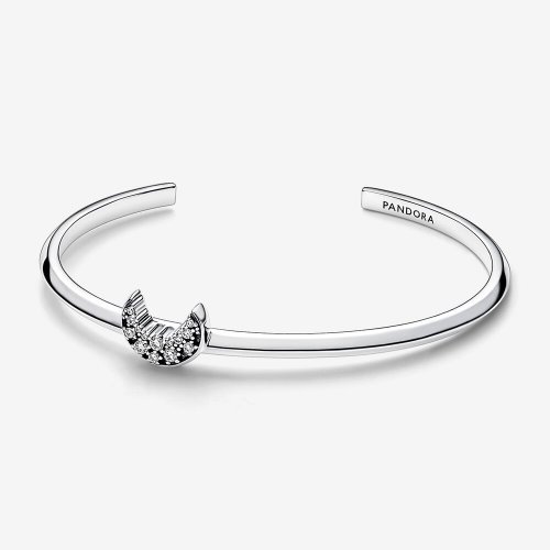 Pulsera abierta Pandora Moon de plata esterlina con circonia cúbica transparente - 592789C01