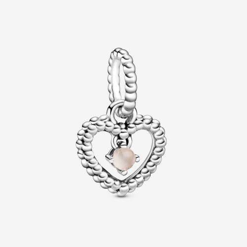 PANDORA Encanto Colgante de Corazón de Cuentas en Rosa Brumoso - 798854C06