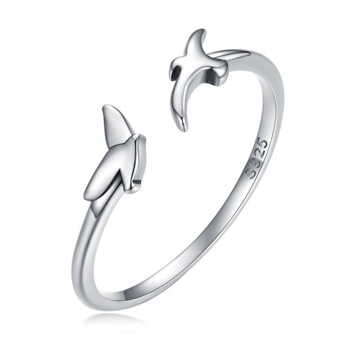 Anillo abierto estilo Pandora con diseño de pájaro - SCR869
