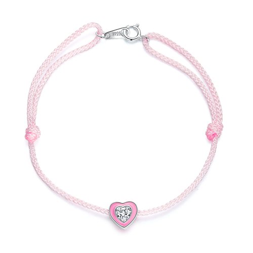 Pulsera de tobillo estilo Pandora con corazón rosa - SCT022