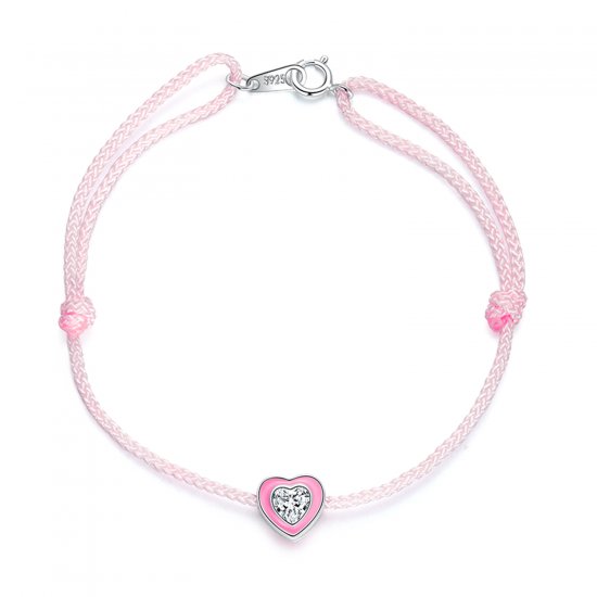 Pulsera de tobillo estilo Pandora con corazón rosa - SCT022 - Haga click en la imagen para cerrar