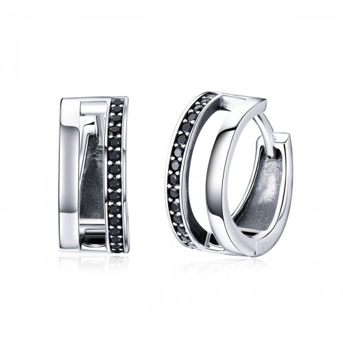 Pendientes de aro estilo Pandora de plata con amor puro - SCE444