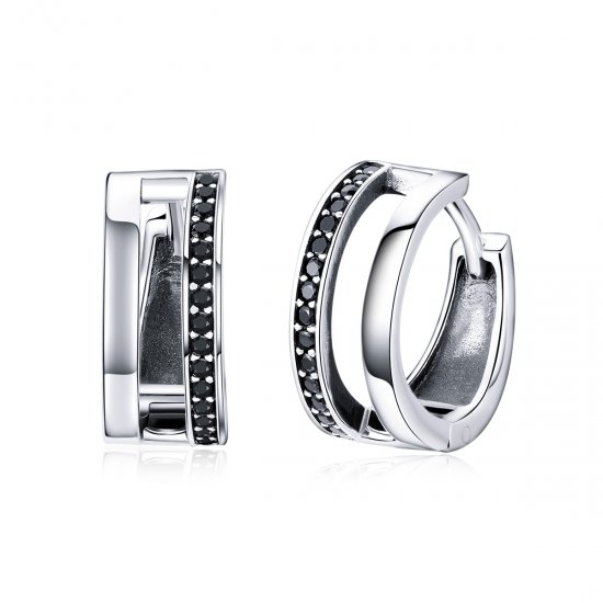 Pendientes de aro estilo Pandora de plata con amor puro - SCE444 - Haga click en la imagen para cerrar