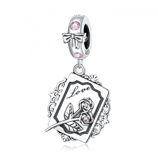 Colgante Invitación Rosa Estilo Pandora - SCC2262 - Haga click en la imagen para cerrar