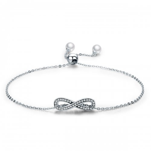 Pulsera deslizante de cadena infinita de estilo Pandora en plata - SCB056