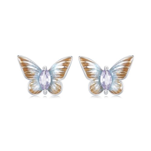 Pendientes con forma de mariposa elegantes estilo PANDORA - BSE993