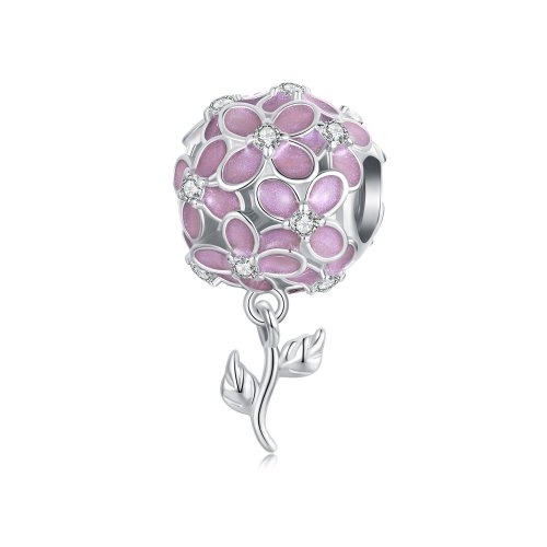 Cuentas de bola con forma de flor rosa estilo PANDORA - SCC2738
