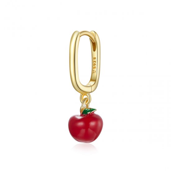 Pendientes colgantes de manzana chapados en oro de 18 quilates estilo Pandora - SCE1079 - Haga click en la imagen para cerrar