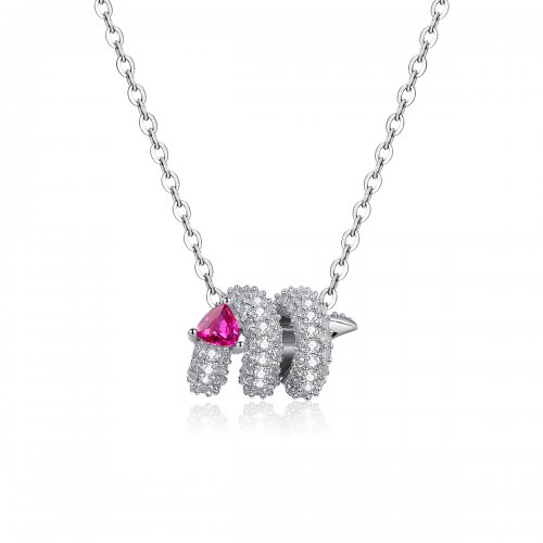 Collar de corazón de serpiente romántica estilo Pandora - BSN150
