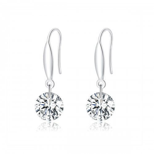Pendientes colgantes de niña brillante de estilo Pandora en plata - BSE212