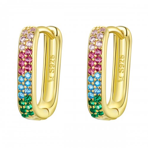 Aretes de argolla cuadrada con estilo Pandora - SCE1218-CF