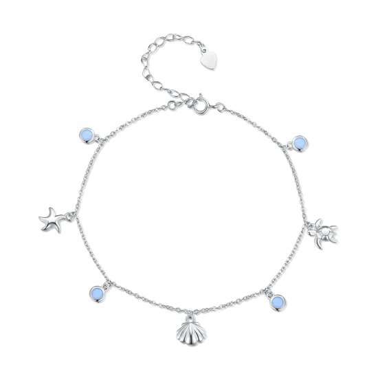 Pulsera de tobillo estilo Pandora con temática de verano y océano - BST006 - Haga click en la imagen para cerrar