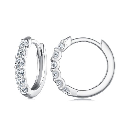 Aretes de aro estilo Pandora con moissanita - MSE029