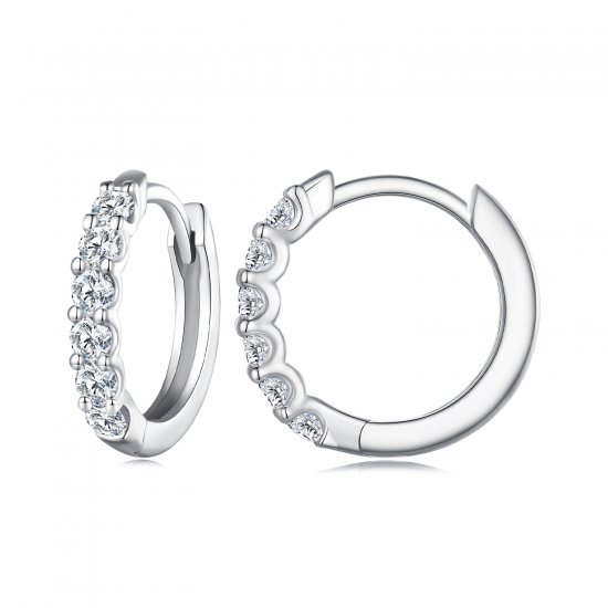 Aretes de aro estilo Pandora con moissanita - MSE029 - Haga click en la imagen para cerrar